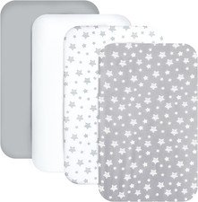 Mini Portable Crib Sheets 4 Pack for Boys or Girls 38" X 24" , Compatible with