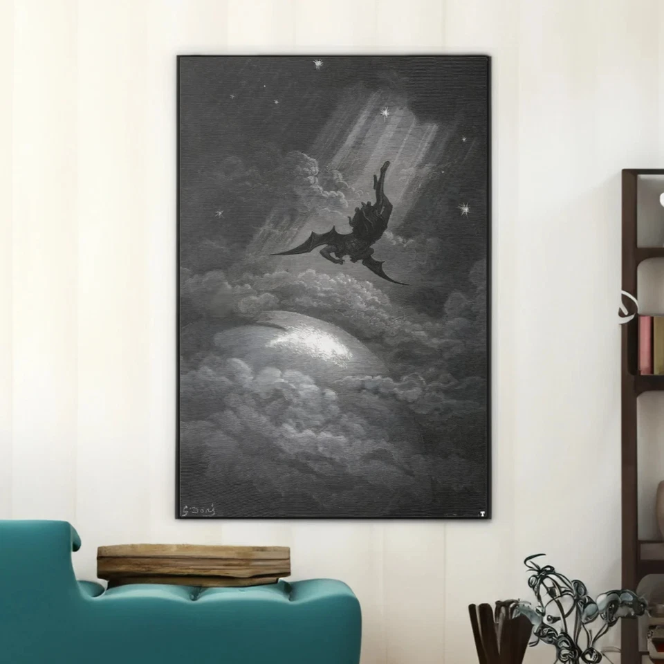 Impresión artística perdida de Gustave Dore Paradise: ilustración romanticismo en blanco y negro Foto 2 de 2