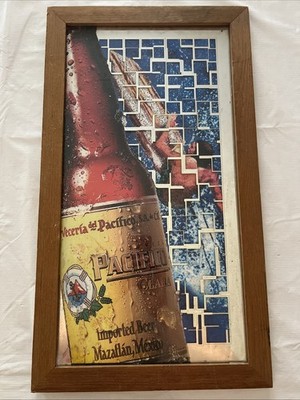 Vintage Pacifico Beer Vintage Style Framed Advertising Wall Decor Man Cave Bar