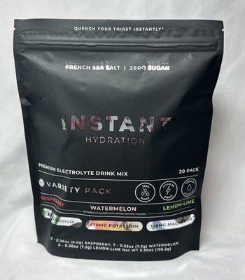 Instant Hydration Electrolyte Drink Mix Variety 20 Pack Raspberry Watermelon Lem