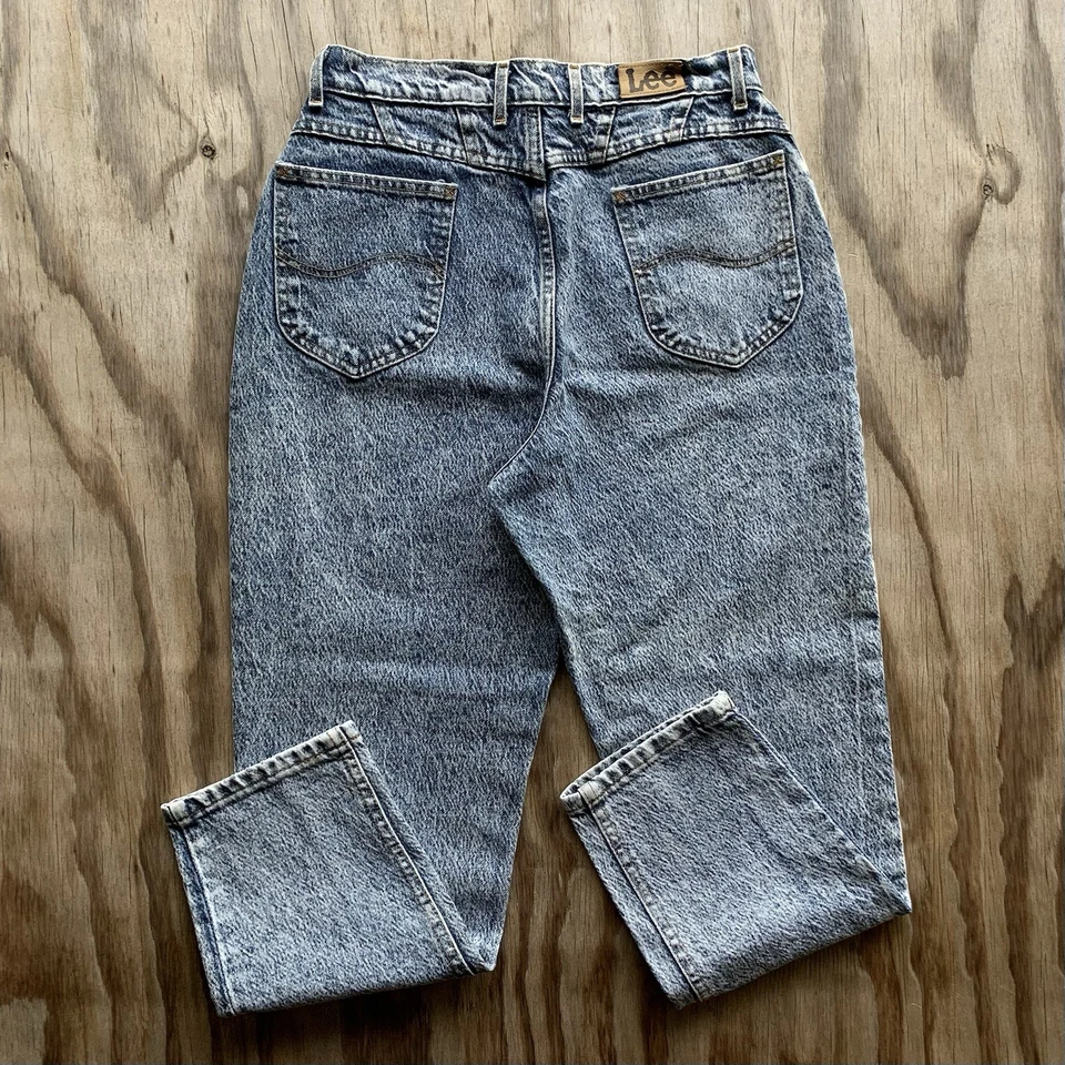 Pantalones de mezclilla para mujer Lee de colección años 80 90 cintura alta lavado ácido mamá cónicos EE. UU. 14P Foto 2 de 4