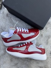 Sneakers Prada Americas Cup in pelle verniciata rosso argento | UK6.5 EU39.5 / UK7 EU40