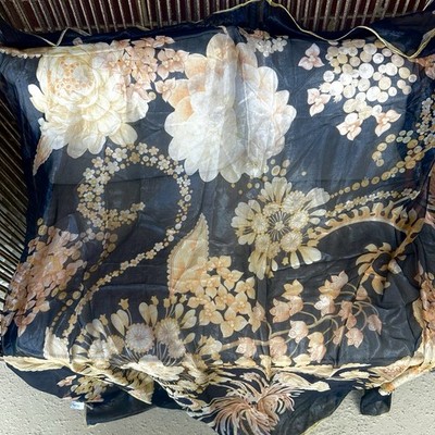 Salvatore Ferragamo Thin Scarf, Black Floral Design W/defects