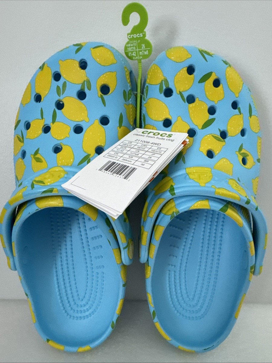 Crocs Classic Fresh Fruits Clog Lemons Womens US SIZE 10 Blue
