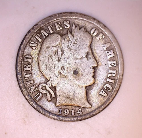 1914-D Barber or Liberty Head Silver Dime : Raw / Ungraded : VG : BUY-IT-NOW