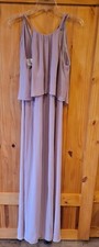 David's Bridal Quartz Mauve Pink Sz 8 F19773 Sleeveless Maxi Dress Flow Overlay