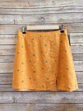 Abound Orange Floral Linen Blend Mini Skirt Size Small NWT