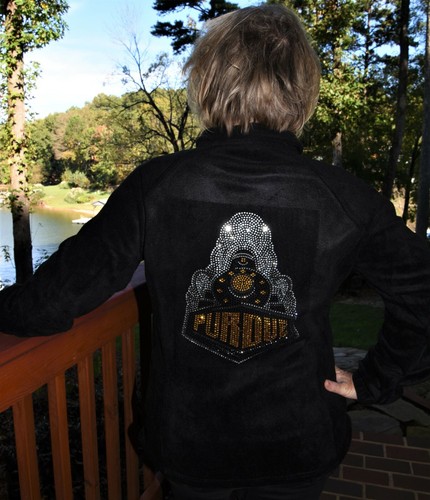 Giacca pile Purdue Boilermakers strass Bling XS S M L XL 2X 3X - Foto 4 di 12