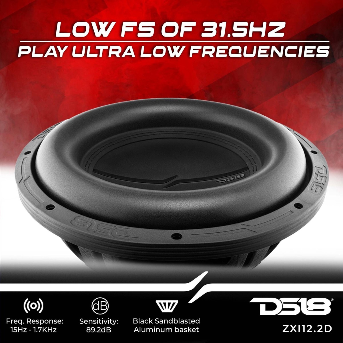 DS18 ZXI12.2D 12 Inches High Excursion Car Subwoofer - 2000 Watts