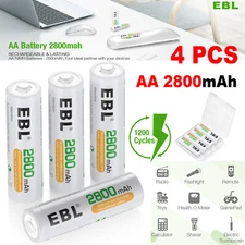 4Pcs 2800mAh AA Rechargeable Batteries 1.2V NI-MH Battery For Camera Flashlight