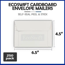 250 - 6.5 x 4.5 ECOSWIFT RIGID PHOTO SHIPPING FLATS CARDBOARD ENVELOPE MAILERS