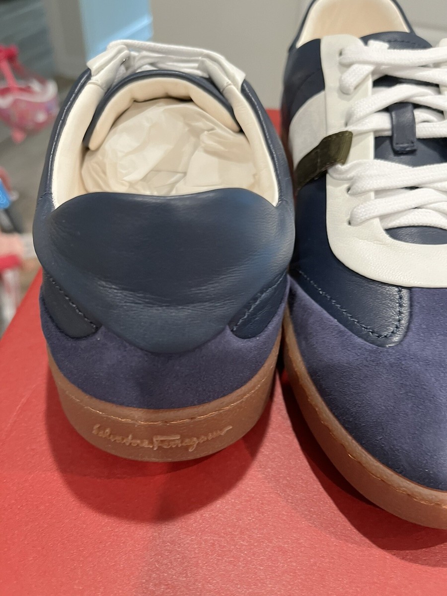 New Salvatore Ferragamo Garda Leather Low Top Men Sneakers Fashion
