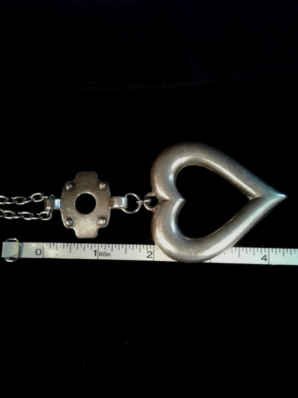 Rare HEET Hard To Find Chic Style Bold Heart Stainless Steel Sweater Necklace  