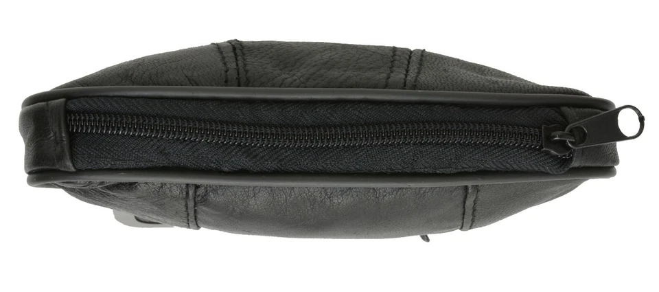 Monedero de cuero genuino negro para mujer con doble marco Foto 4 de 4