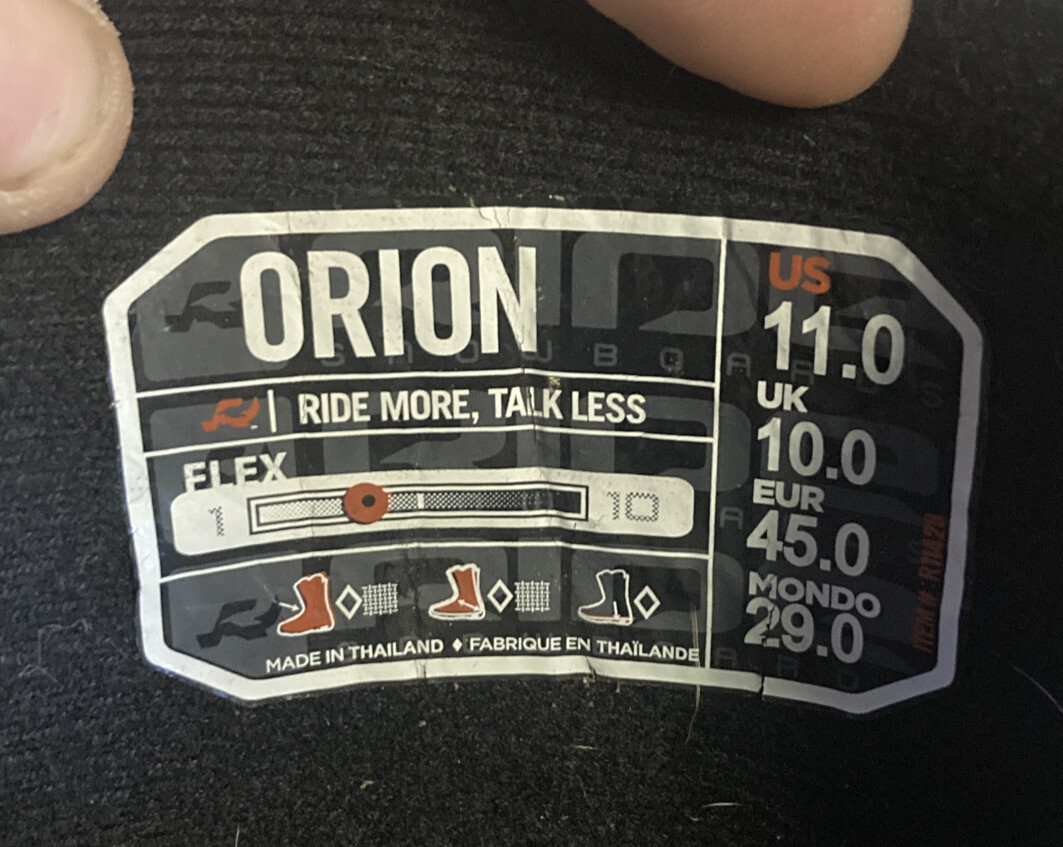 RIDE Orion Snowboard Boots Black/white (Size Men's US 11) Quick Lace Flex 1