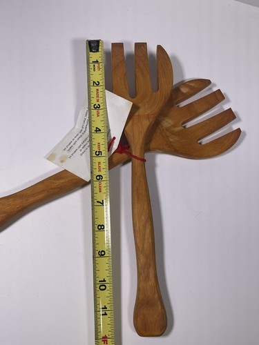 Juego de 2 tenedores ensalada vintage de cucharas de alce de madera Kootenay hechas a mano NUEVO - Imagen 6 de 12