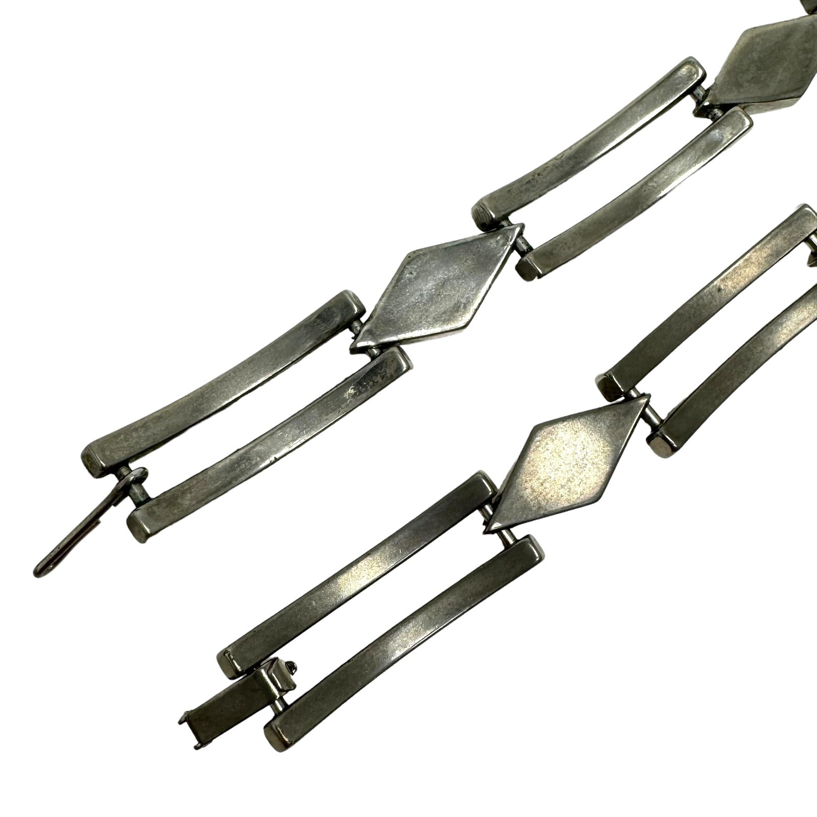 Vintage Silver Tone Curved Rectangular Link Neckl… - image 12