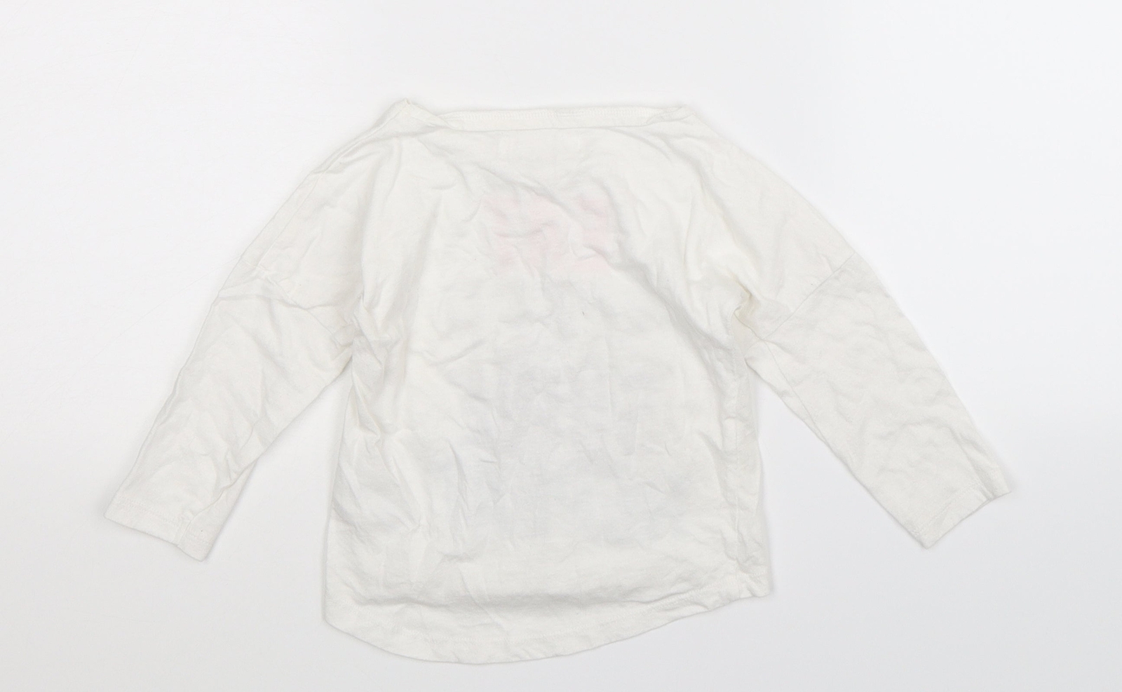 Minoti Girls White Cotton Blend T-Shirt Size 18-24 Months Pullover image 2