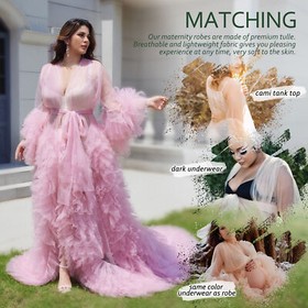 Sexy Illusion Sleepwear Bathrobe Scarf Wedding Women's Long Lingerie Tulle Robe