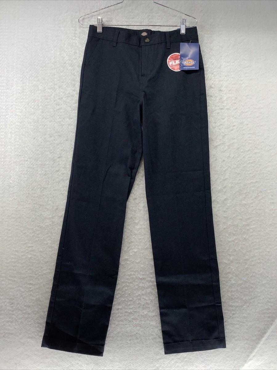 Dickies Boys Navy Blue Flat-Front Pants Slim Fit Size 16