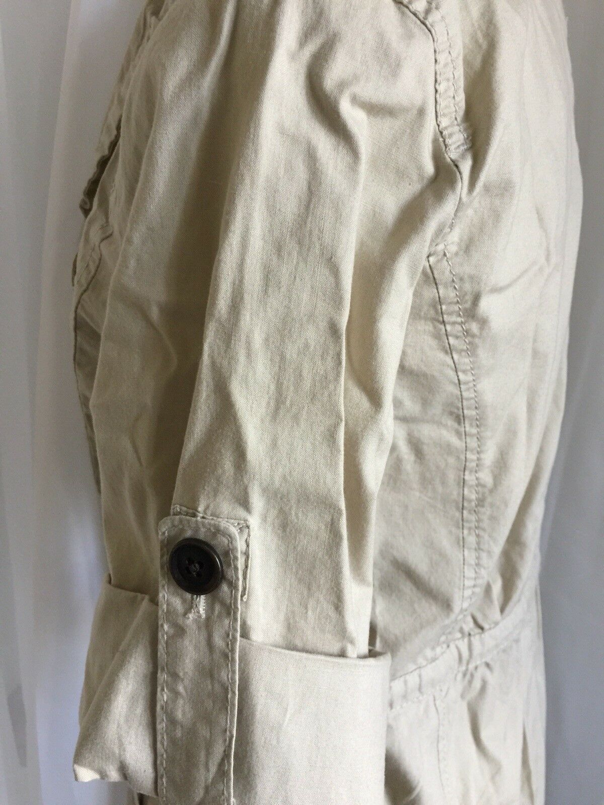 Ann Taylor Loft Tan Drawstring Button Front Light… - image 6