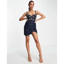 ASOS Band Of Stars Embellished Sequined Mini Dress Navy Size 2