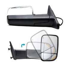 Pair Tow Mirrors Fits For 2009-2018 Dodge Ram 2500 3500 Power Temp Sensor Chrome