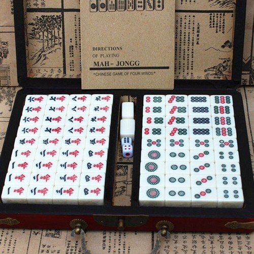 NEW Mahjong game box with 144 tiles Mah Jongg Chinese brettspiele - Picture 8 of 8