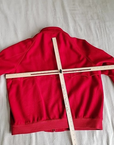 Izod Jacket Mens L Full Zip Red Wool Pockets Lined Vintage 90s Dad Preppy READ - Picture 11 of 17
