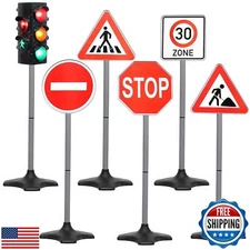 Kiddie Play Traffic Light Toys for Kids with 5 Street Signs