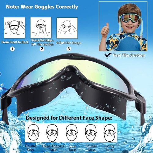 Schwimmbrillen 2er Pack Anti-Beschlag Anti-UV Weitsicht Schwimmbrille für Kinder 3-15 - Bild 4 von 7