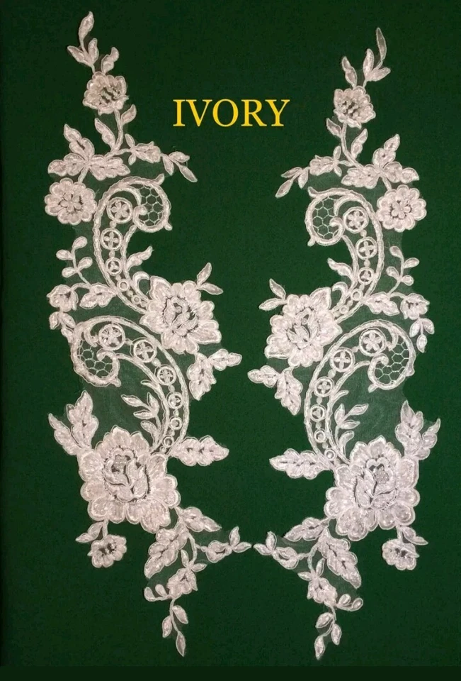 Aplique con cuentas blanco y marfil, negro. Foto 3 de 4