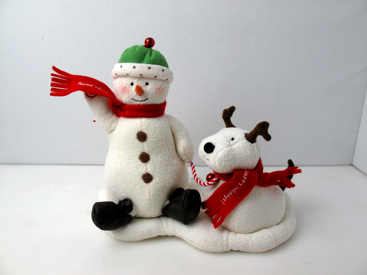 2004 Hallmark Jingle Pals Snowman Dog Animated Musical Singing Plush WORKS