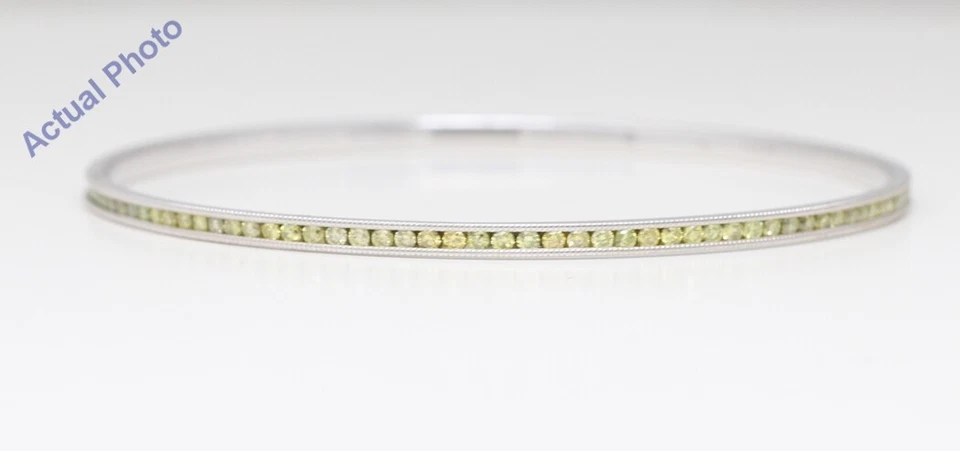 Brazalete de moda de diamantes amarillos de corte redondo de oro blanco de 14 k (amarillo de 2,66 quilates, si3-i1) Foto 3 de 4