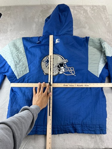 Dallas Cowboys Vintage 90's STARTER Jacket w/Hood Size L Windbreaker Troy Aikman - Picture 7 of 10