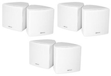 6 Rockville Cube 3.5" 30w RMS White Home Theater Wall Speakers Swivel Brackets