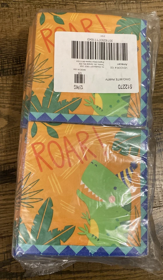 Servilletas de almuerzo Dino-Mite 6 1/2" x 6 1/2" fiesta de dinosaurios 192 unidades Foto 3 de 3