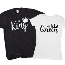 The King His Queen T-Shirt Cute Couple Tshirts Valentines Day Boyfriend L175