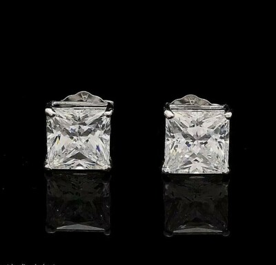 1 kt Princess Cut VVS1/D Lab Created Ohrstecker 14 K Weißgold Push Back 6 mm