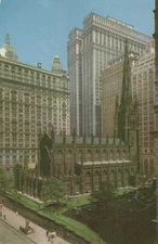 Trinity Church Wall Street New York City Chrome Vintage Post Card Richard Upjohn