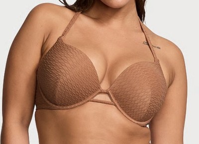 VICTORIA SECRET 34A Jade Brown Bikini Bombshell Add-2-Cups Push-Up Swim New