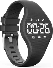 LED Children Digital Pedometer Watch, Waterproof Sport Wristwatch, with Step Cou