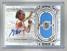 Qinwen Zheng 2024 Topps Royalty Collection #RRS-QZG Regalia Patch Auto 57/75