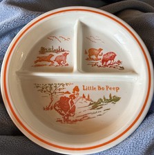 VINTAGE ANTIQUE 1930'S FIRE KING LITTLE BO PEEP CHILDS DIVIDED DISH