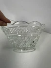 Vintage Anchor Hocking Wexford Medium Footed Glass Fruit Serving Bowl 8 inches