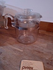 Vintage Pyrex Flameware Glass Percolator Coffee Pot With Leaflet