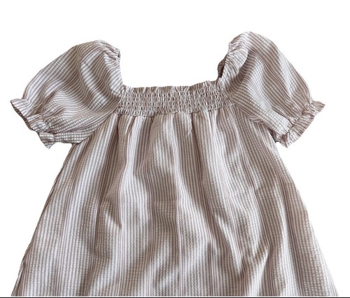 HAYDEN GIRLS Pink & White Smocked Seersucker Striped Summer Dress Tween Large - Picture 4 of 6