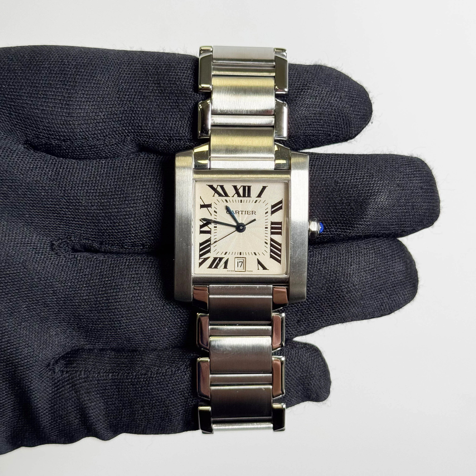 Cartier Tank Française Stainless Steel 28mm White Dial Watch Ref# W51002Q3 image 3