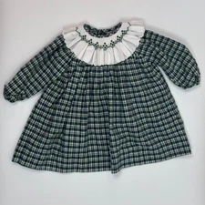 VTG 90s Smocked Dress Petit Ami 6 Mos Tartan Plaid Christmas Holiday Twee Preppy