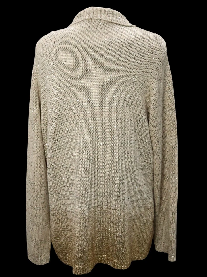 Chico's бежевый и золотой омбре блестки свитер кардиган Sz 3 и свитер бак Sz 2 - Изображение 4 из 4